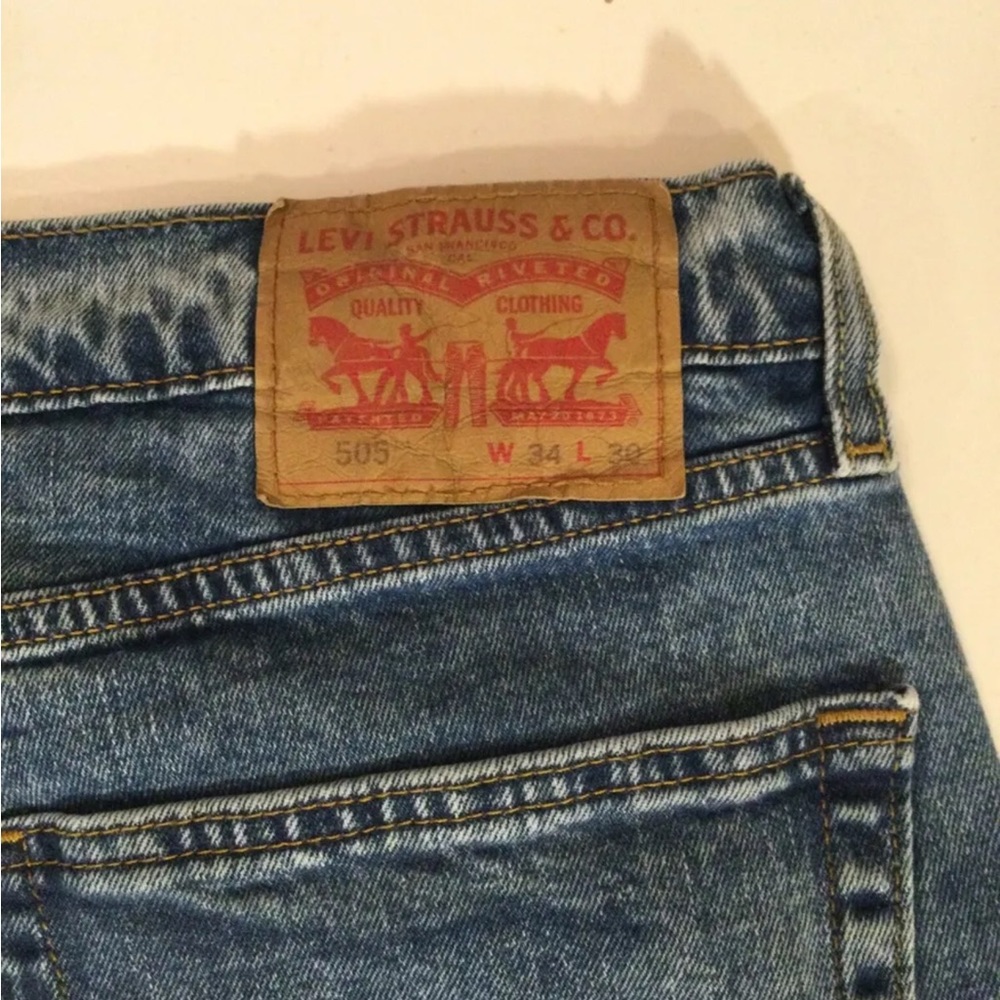 Levi's Men 505 34 X30 Regular Fit Straight Leg Denim PERFECT Blue Jeans (34x29)